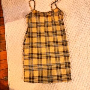 Trendy Yellow Plaid Dress